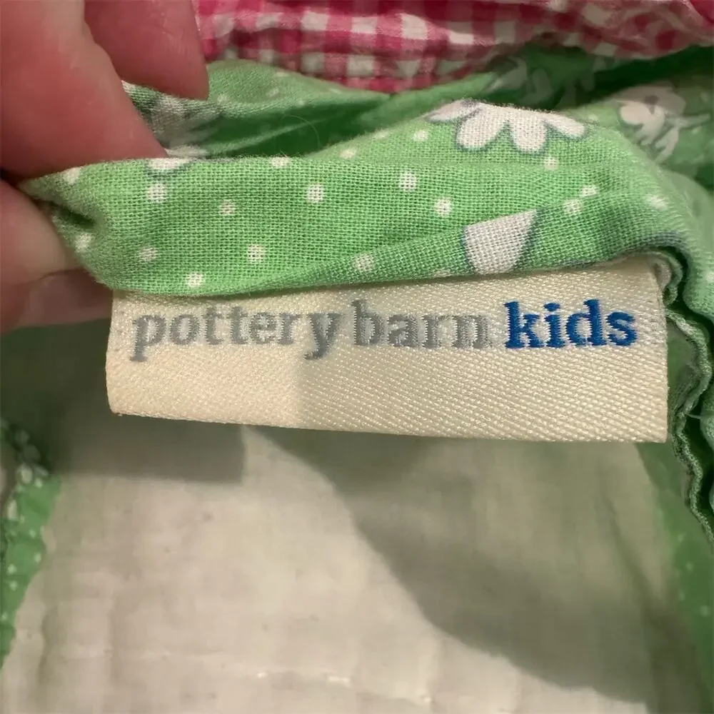 Pottery Barn Kids Standard Quilted Floral Gingham Check Cotton Pillow Sham READ
